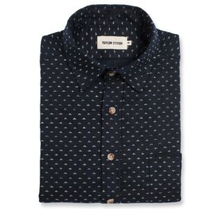 Taylor Stitch Men's The California Indigo Pyramid Dark Blue Patterned Shirt
